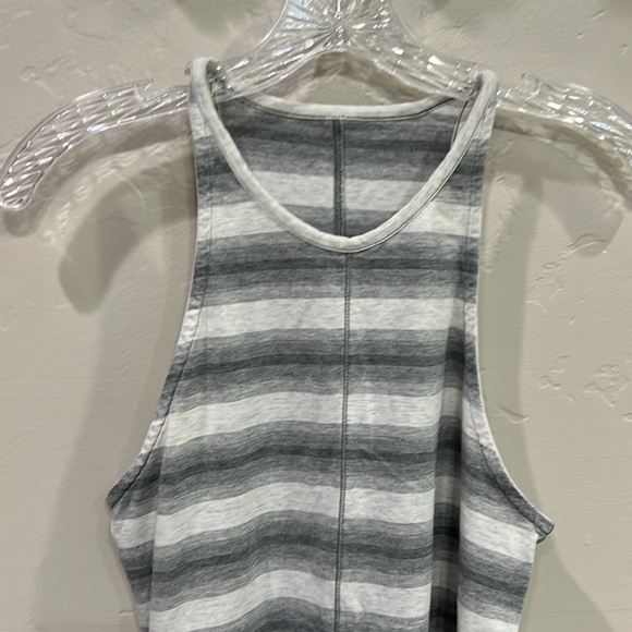 Lululemon Grey and cream striped cutout sleeve High neck tank top - Picture 2 of 5